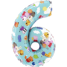 Javoli Peppa malac Blue 6-os szám fólia lufi 66 cm party kellék
