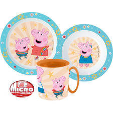 Javoli Peppa malac Kindness étkészlet, micro műanyag szett bögrével 350 ml babaétkészlet