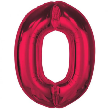 Javoli Piros 0-ás Red szám fólia lufi 92 cm party kellék