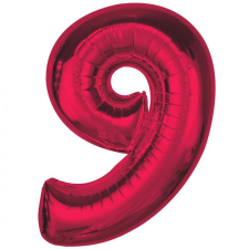 Javoli Piros 9-es Red szám fólia lufi 92 cm party kellék