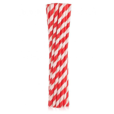 Javoli Piros Red Stripes rugalmas papír szívószál 12 db-os party kellék