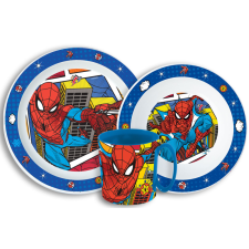 Javoli Pókember Grid étkészlet, micro műanyag szett bögrével 350 ml babaétkészlet