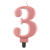 Javoli Rose Gold 3-as Metallic számgyertya, tortagyertya