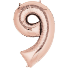 Javoli Rose Gold óriás szám fólia lufi 9-es, 86x55 cm party kellék
