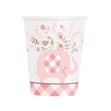 Javoli Rózsaszín Elefánt Floral papír pohár 8 db-os 266 ml party kellék