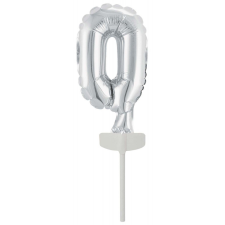 Javoli Silver, Ezüst 0-ás szám fólia lufi tortára 13 cm party kellék