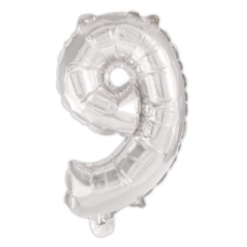 Javoli Silver, Ezüst 9-es szám fólia lufi 95 cm party kellék