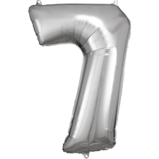 Javoli Silver óriás szám fólia lufi 7-es, 83*55 cm party kellék