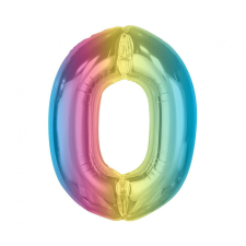 Javoli Színes 0-ás Rainbow szám fólia lufi 92 cm party kellék