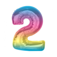 Javoli Színes 2-es Rainbow szám fólia lufi 92 cm party kellék