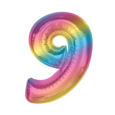 Javoli Színes 9-es Rainbow szám fólia lufi 92 cm party kellék