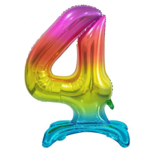 Javoli Színes Rainbow 4-es szám fólia lufi talppal 74 cm party kellék
