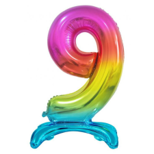 Javoli Színes Rainbow 9-es szám fólia lufi talppal 74 cm party kellék