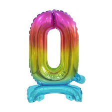 Javoli Színes Rainbow mini 0-ás szám fólia lufi talppal 38 cm party kellék