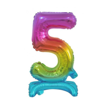 Javoli Színes Rainbow mini 5-ös szám fólia lufi talppal 38 cm party kellék