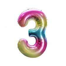 Javoli Szivárvány Rainbow 3-as szám fólia lufi 85 cm party kellék