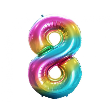 Javoli Szivárvány Rainbow 8-as szám fólia lufi 85 cm party kellék