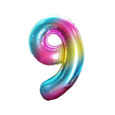 Javoli Szivárvány Rainbow 9-es szám fólia lufi 85 cm party kellék