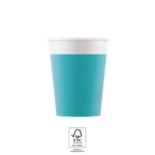 Javoli Unicolour Tirquoise, Kék papír pohár 8 db-os 200 ml FSC party kellék