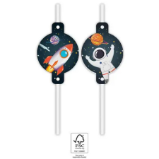Javoli Űr Rocket Space papír szívószál, 4 db-os szett FSC party kellék