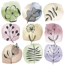 Javoli Virág Flora Stamps szalvéta 20 db-os 33x33 cm party kellék