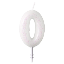 Javoli White, Fehér csillámos gyertya 0-ás 6,5 cm party kellék