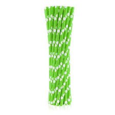 Javoli Zöld Green Polka Dots papír szívószál 24 db-os party kellék