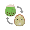 Jazwares Kifordítható 2in1 Squishmallows Kachina, a kiwi és Sevda, zöld boba tea 13 cm(SQFP00134)