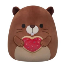 Jazwares Squishmallows: Chip, a barna hód szívet tartó plüssfigura - 20 cm plüssfigura
