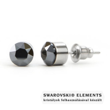  Jazzy fekete Swarovski® kristályos fülbevaló - Kerek foglalatos Jet Hamalite unfollied fülbevaló