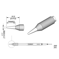 Jbc Tools C245041 forrasztóhegy, gömbölyű, egyenes 1 mm, hossza 10.5 mm (C245041) forrasztási tartozék