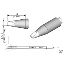 Jbc Tools C245407 forrasztóhegy, véső forma, egyenes 2.2 x 1 mm, hossza 10 mm (C245407) forrasztási tartozék