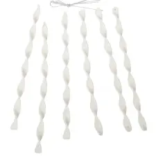  Jégcsap dísz csavart glietteres fehér 17cm 6db-os dekorációs kellék