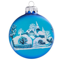  Jeges falu TR matt kék 8cm - Karácsonyfadísz karácsonyi dekoráció