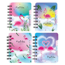  Jegyzettömb Centrum flamingó spirálos, szívecskés elválasztóval, 120x92mm 50 lapos, vonalas jegyzettömb
