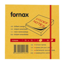  Jegyzettömb öntapadó, 75x75mm, 80lap, Fornax neon narancs post-it