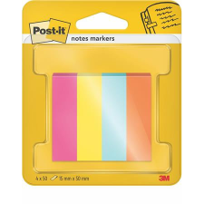 Jelölőcímke, papír, 4x50 lap, 15x50 mm, 3M POSTIT "Poptimistic", vegyes post-it