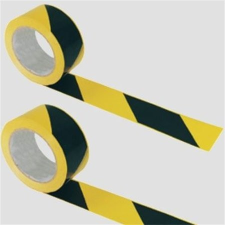 . Jelzőszalag, 70 mm x 200 m, sárga -fekete védőkesztyű