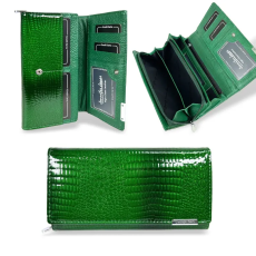  Jennifer Jones Női Bőr Pénztárca 5288-2 Zöld Lakk – Nagy Méret