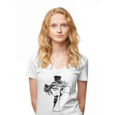  Jézus kereszt - Női V-Nyakú Póló női póló