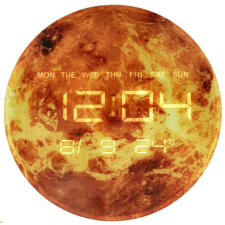 JM Planet Mars falióra LED kijelzővel, 32 cm, narancssárga falióra