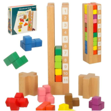 JM Színes Montessori oktatási fa puzzle blokkok kreatív és készségfejlesztő
