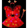 JM VilágÍtó pillangó jelmez fejpánttal es varázspálcával piros