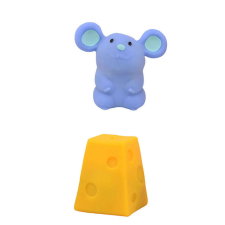 Johntoy Kifordítható gumi állat figurák – egér/sajt játékfigura