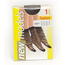  Jola csúcsos mintás bokafix, 20 DEN, m:36-41, 1 pár fekete harisnya, combfix