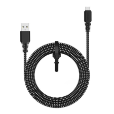 JOYROOM adatkábel és töltő (USB - Type-C, gyorstöltés támogatás, cipőfűző minta, 200cm) FEKETE (T-507_B) kábel és adapter