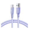 JOYROOM adatkábel (usb - type-c, 100w, gyorstöltő, 100cm, cipőfüző) lila
