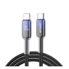 JOYROOM crystal-clear adatkábel (type-c - lightning, 3a, gyorstöltő, 120cm, cipőfűző) fekete