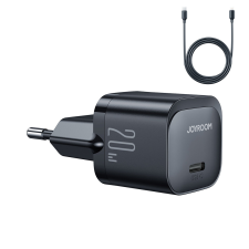 JOYROOM Mini USB C töltő 20W PD USB C kábellel - Lightning Joyroom JR-TCF02 | fekete mobiltelefon kellék