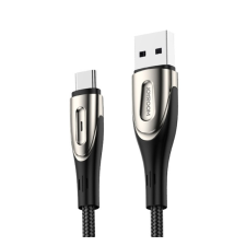 JOYROOM sharp adatkábel (usb - type-c, gyorstölt&#337;, 300cm, nylon, törésgátló, cip&#337;f&#369;z&#337;, led jelzés) fekete s-m411_b_type-c300 kábel és adapter